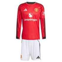 Kids MUFC 25/26 Home Long Sleeve Jersey and Short Kit