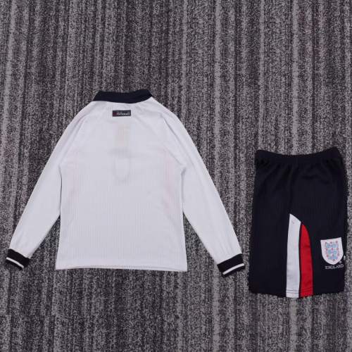 Kids Retro England 1998 World Cup Home Long Sleeve Kit