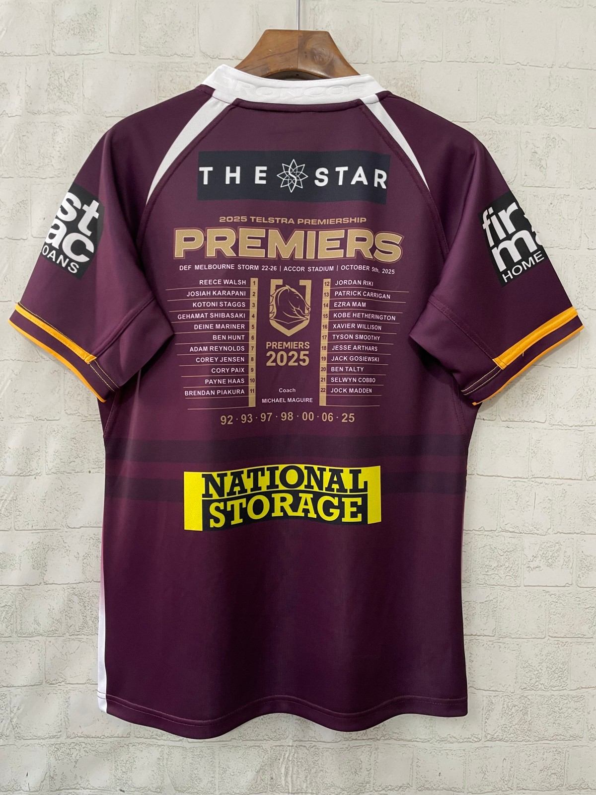 US$ 21.99 - Brisbane Broncos 2025 Mens Premiers Rugby Jersey - m