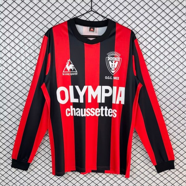 OGC Nice 1977/1978 Home Long Sleeve Retro Jersey