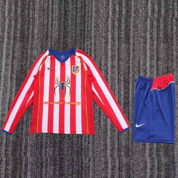 Kids Atlético Madrid 2004/2005 Home Long Sleeve Retro Kit