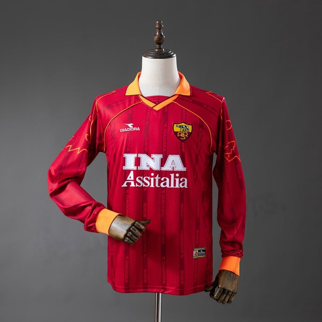 US$ 22.99 - AS Roma 1999/2000 Home Long Sleeve Retro Jersey - m