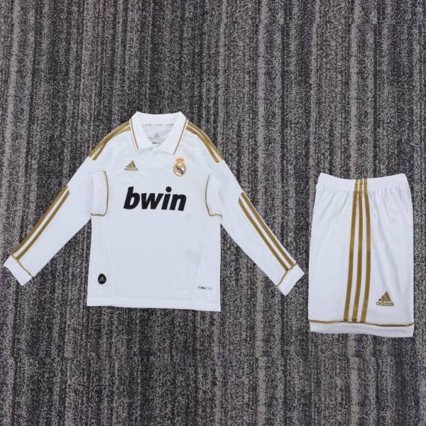 Kids Real Madrid 2011/2012 Home Long Sleeve Retro Kit