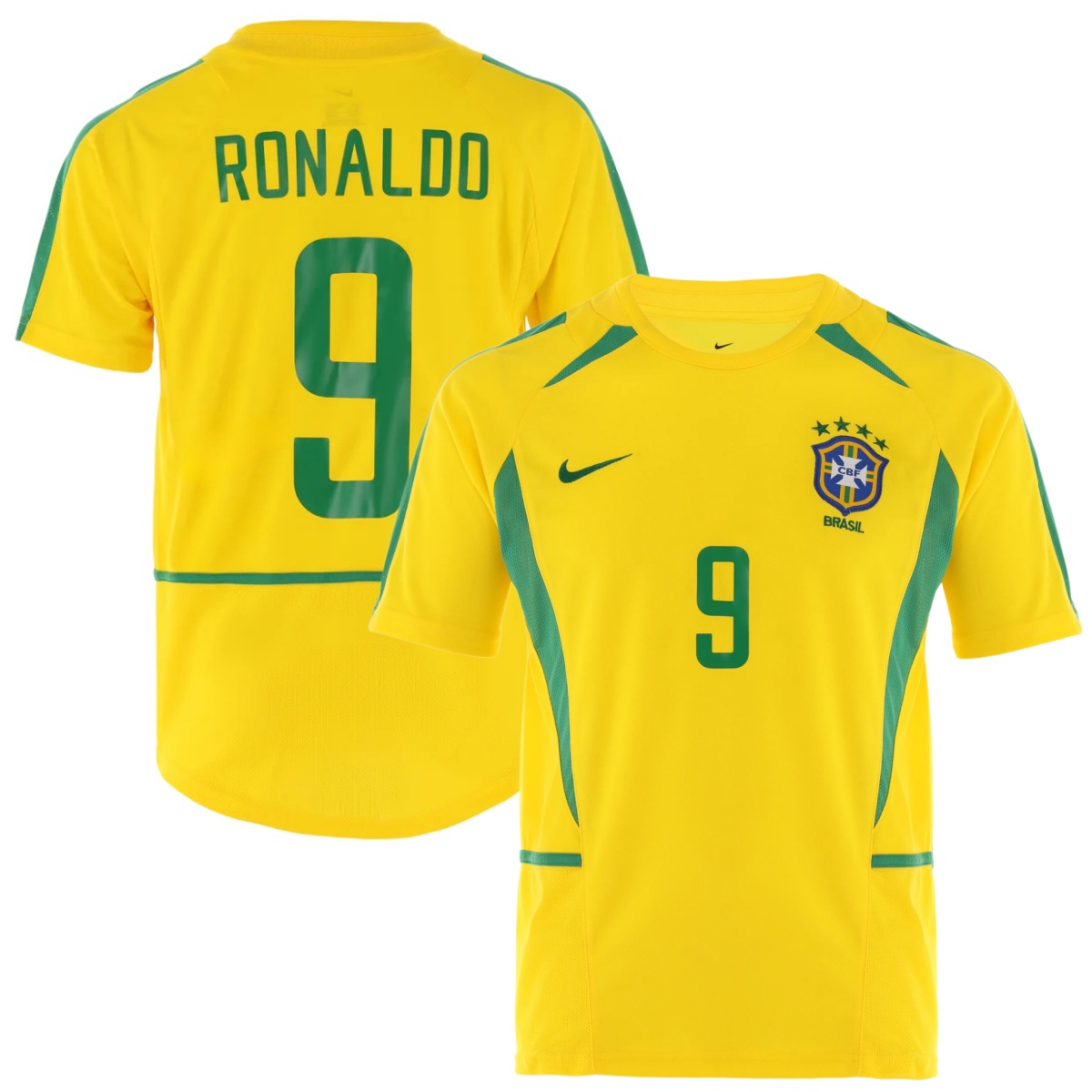 (On Sale) Brazil 2002/2004 Home Retro Jersey with Ronaldo Print