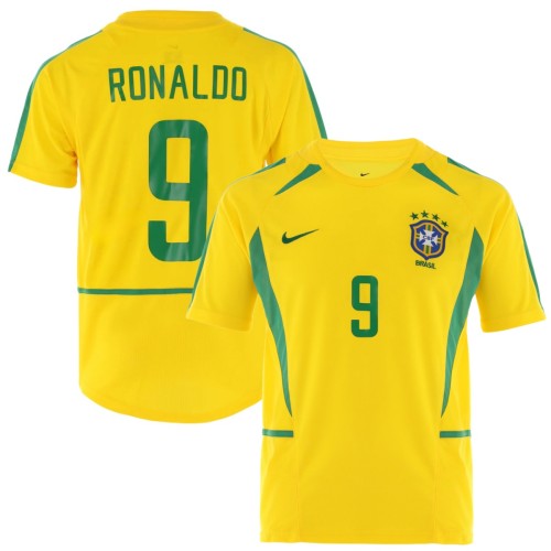 (On Sale) Brazil 2002/2004 Home Retro Jersey with Ronaldo Print
