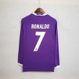 (On Sale) Real Madrid 2016/2017 Away Long Sleeve Retro Jersey with Ronaldo Print