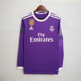 (On Sale) Real Madrid 2016/2017 Away Long Sleeve Retro Jersey with Ronaldo Print
