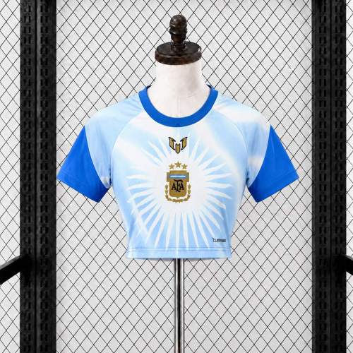 Women's Argentina Messi 2026 Pre Match Cropped Jersey