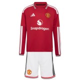 Kids MUFC 26/27 Home Long Sleeve Jersey and Short Kit