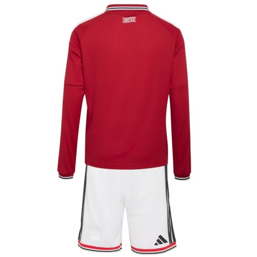 Kids MUFC 26/27 Home Long Sleeve Jersey and Short Kit