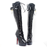 French Pleaser Seduce Crossdresser Sissy Maid Thigh High Boots 15CM