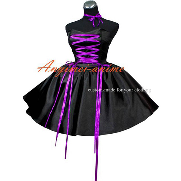 US$ 98.10 - fondcosplay adult sexy cross dressing sissy maid short Gothic  lolita punk ball gown black satin dress costume CD/TV[G420] -  www.fondcosplay.com