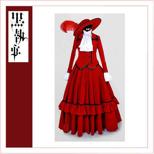 Black Butler Kuroshitsuji Madame Red Hat Dress Cosplay Costume Tailor-Made[CK1359]