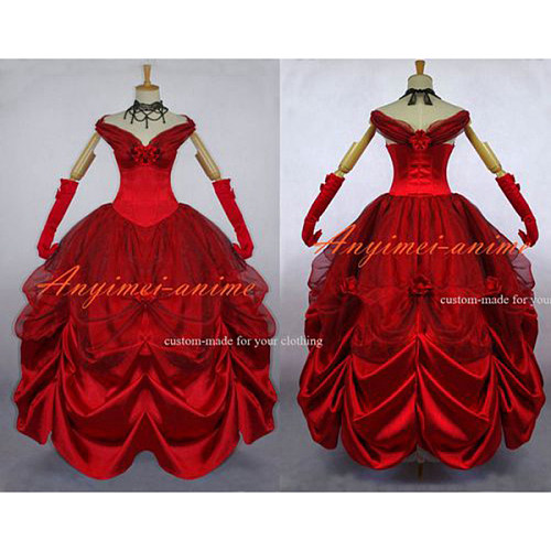 Red Belle Princess Dress Ball Gown Movie Cosplay Costume Custom-Made[G641]
