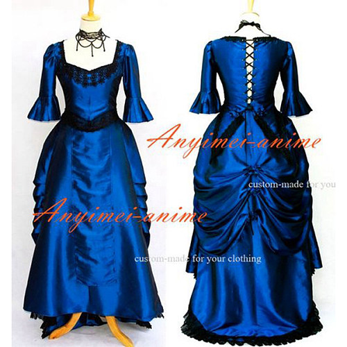 Blue Victorian Rococo Medieval Gown Dress Ball Gothic Punk Cosplay Costume Custom-Made[G601]
