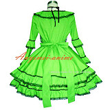 fondcosplay adult sexy cross dressing sissy maid short Gothic Lolita Sweet green satin Dress Cosplay Costume CD/TV[G331]