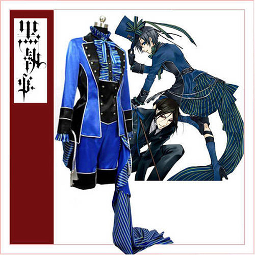 Black Butler Kuroshitsuji Ciel Phantomhive Blue Dress Cosplay Costume Tailor-Made[CK1356]