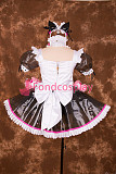 fondcosplay adult sexy cross dressing sissy maid short Lockable Black Clear PVC Dress white apron Uniform CD/TV[T003]