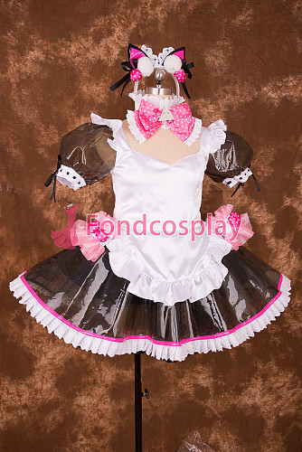 fondcosplay adult sexy cross dressing sissy maid short Lockable Black Clear PVC Dress white apron Uniform CD/TV[T003]