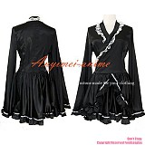 fondcosplay adult sexy cross dressing sissy maid short black satin Dress Uniform white apron Costume CD/TV[CK1151]