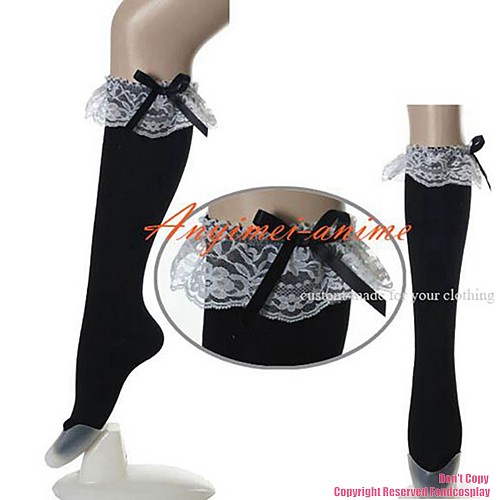 fondcosplay adult sexy cross dressing sissy maid short Gothic Lolita Punk Fashion Silk black Stocking Custom-made[CK1065]