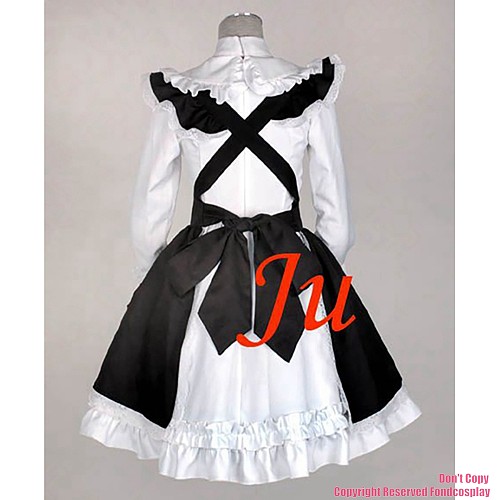 fondcosplay adult sexy cross dressing sissy maid short white Cotton Dress Uniform black apron Costume CD/TV[CK775]