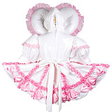 White Sissy Maid With Hood and Panties Lockable Thin PVC Short Dress G3704