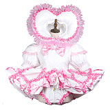 White Sissy Maid With Hood and Panties Lockable Thin PVC Short Dress G3704