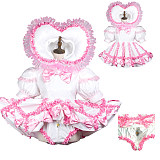 White Sissy Maid With Hood and Panties Lockable Thin PVC Short Dress G3704