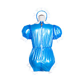 Fondcosplay Handmade Sissy Maid Crossdressing Lockable Clear PVC Blue Romper Costume with White Frills [G4065]