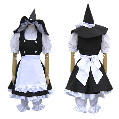 Black/White Cotton Touhou Project Marisa Kirisame Cosplay Costume CB009