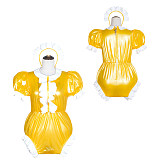 Fondcosplay Handmade Sissy Maid Crossdressing Lockable Clear PVC Yellow Romper Costume with White Frills [G4066]
