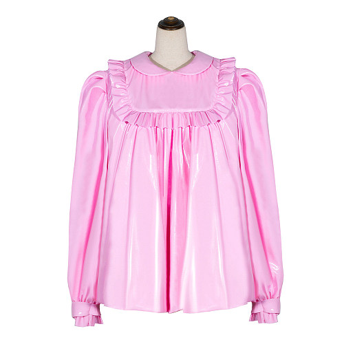 Fondcosplay Handmade Sissy Maid Crossdressing Thin PVC Pink Blouse Costume [G4056]