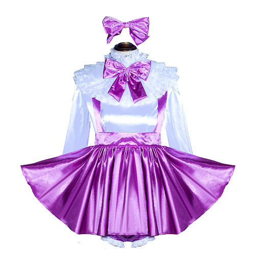 Fondcosplay Handmade Sissy Maid Crossdressing Lockable Satin Dress Costume with Shirt Skirt Panties [G4037]
