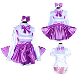 Fondcosplay Handmade Sissy Maid Crossdressing Lockable Satin Dress Costume with Shirt Skirt Panties [G4037]