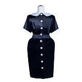 Fondcosplay Handmade Black Satin Lockable French Maid Dress with Open Chest Cut-Out [G4031]