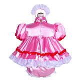 Fondcosplay Handmade Pink Satin Lockable Sissy Maid Baby Doll Dress with Optional Panties [G4027]