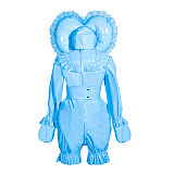 Fondcosplay Handmade Lockable Sissy Maid Romper with Hood Blue Thin PVC Crossdressing Outfit [G4013]