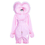 Fondcosplay Handmade Lockable Sissy Maid Romper with Hood Pink Thin PVC Crossdressing Outfit [G4012]