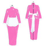 Fondcosplay Lockable Sissy Maid Dress Black & White Heavy PVC Crossdressing Outfit [G3893]