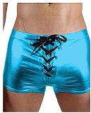Men Skinny Lace Up Boxer Shorts Sexy Knickers Shiny Metallic Trunks