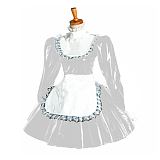 Plus Size Puff Sleeve Maid Cosplay Dress Ladies Lolita PVC Wetlook Apron Dress