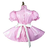 Plus Size Vintage Puff Short Sleeve Maid Dress Retro High Neck PVC Glossy Lady Lolita Mini Pleated Dress Cosplay Party Uniform