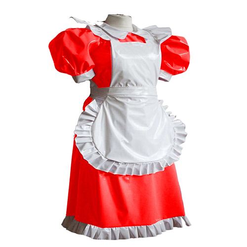 Plus Size Lolita Dress PVC Sissy Elegant Puff Sleeve Mini Dress Wetlook Shiny Gothic Lolita Service Dress Men Cross dress