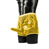 PVC Sheer Men's Erotic Boxer Briefs Bikini Gay Wet Look Sexy Nightclub Erotic Panties with Testicles Penis Hole Panties 7XL