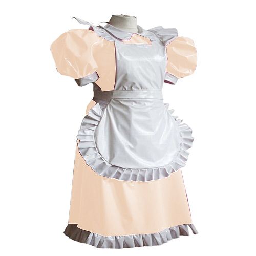 Plus Size Lolita Dress PVC Sissy Elegant Puff Sleeve Mini Dress Wetlook Shiny Gothic Lolita Service Dress Men Cross dress
