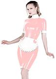 25 Colors Splicing Maid Cosplay Mini Dress Short Sleeve PVC Dress