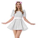 New Arrival Sissy Dress Sweet PVC Mini Dress Vinyl Short SleeveTank Neck Dress with Bow Plus Size Lolita Halloween Costume