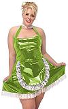 Plus Size Halter Sleeveless Maid Mini Dress Women PVC Sweet Dress+Lace Necklace