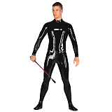 S-7XL Men PVC Bum Out Catsuit Long Sleeve Zentai
